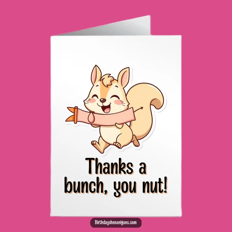 Free Printable Thank You Card: Funny Squirrel Banner, Heartwarming Downloadable Greeting for Gratitude