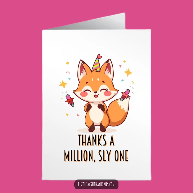 Free Printable Thank You Card: Fox's Popper Thanks Downloadable