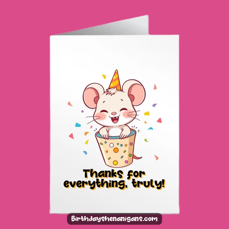 Free Printable Funny Thank You Card: Mouse Popper Downloadable Gift for Expressing Gratitude