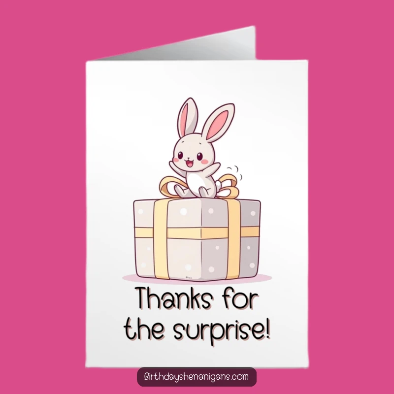 Free Printable Kawaii Bunny Thank You Card: Giant Present DIY