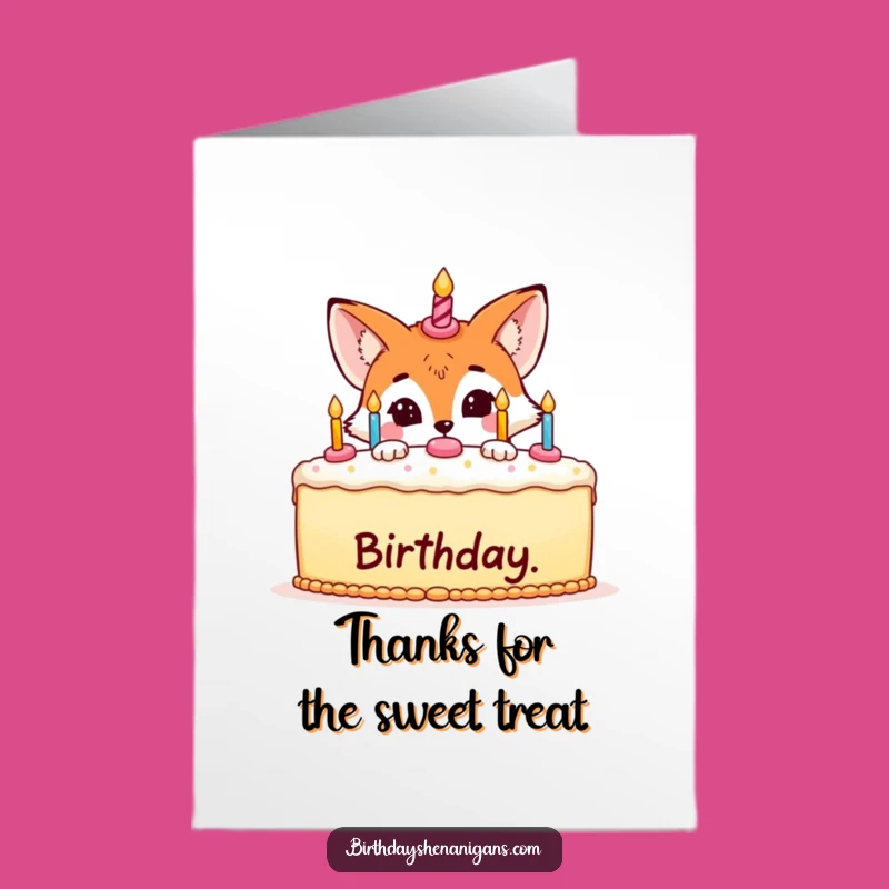 Free Printable Thank You Card: Fox Cake Funny Downloadable Gift