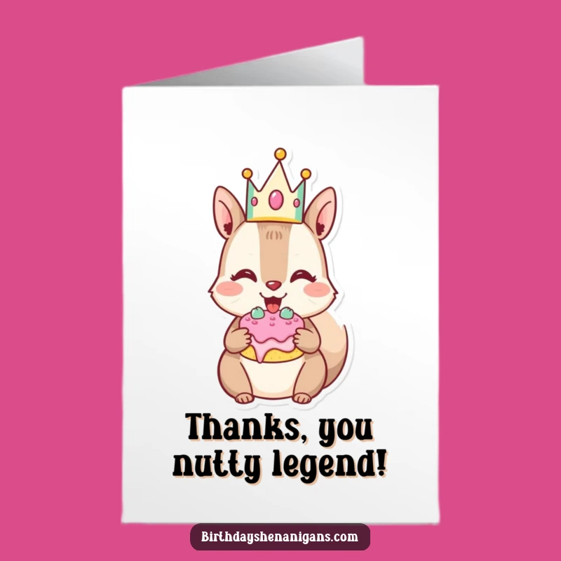 Free Printable Squirrel Thank You Card: Cake Lover Gratitude Downloadable