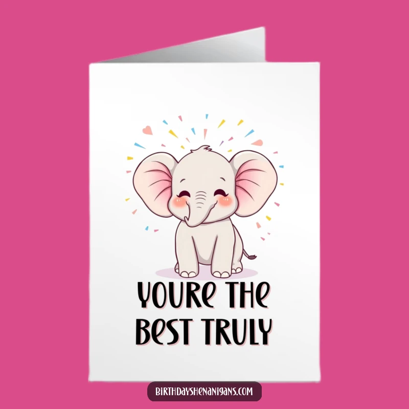 Free Printable Kawaii Elephant Thank You Card - Funny Downloadable for Expressing Gratitude!