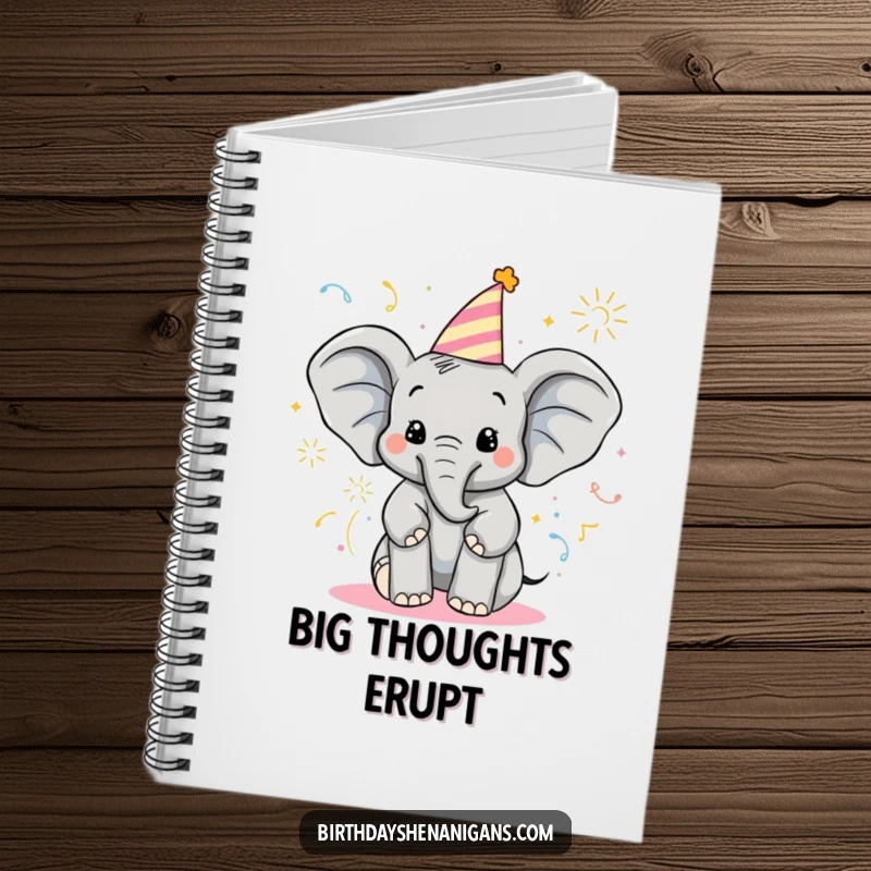 Funny Elephant Notebook: Delighted character sprays party poppers, a fun and inspiring place for notes.