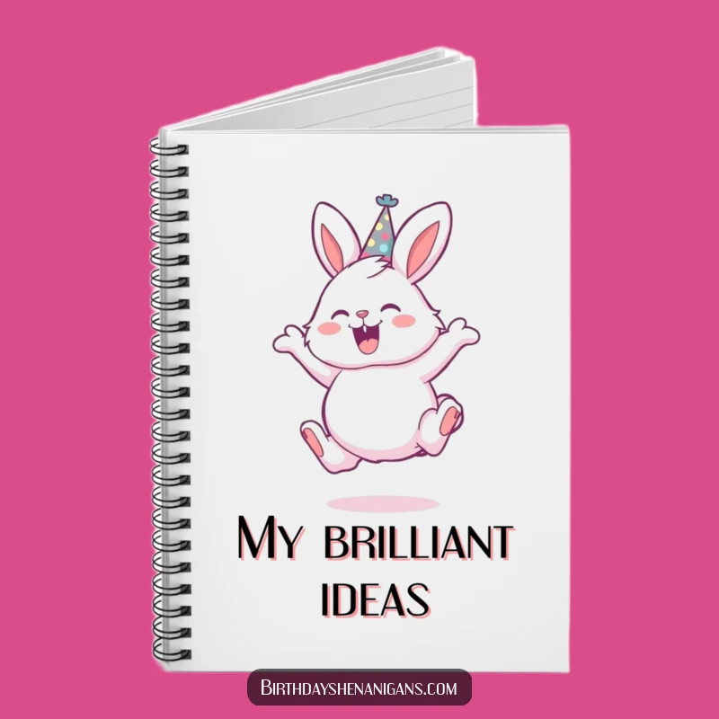 Funny Bunny Party Hat Notebook - Joyful Leaping Rabbit Journal Gift