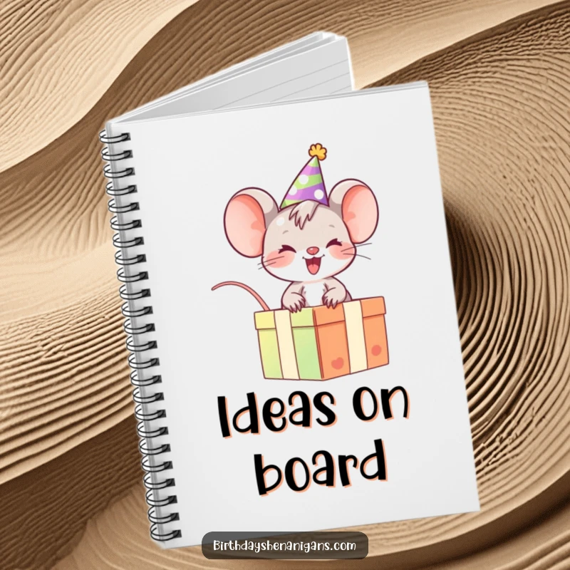 Funny Mouse Notebook: Giggling character riding a gift box, a fun and inspiring place for notes.