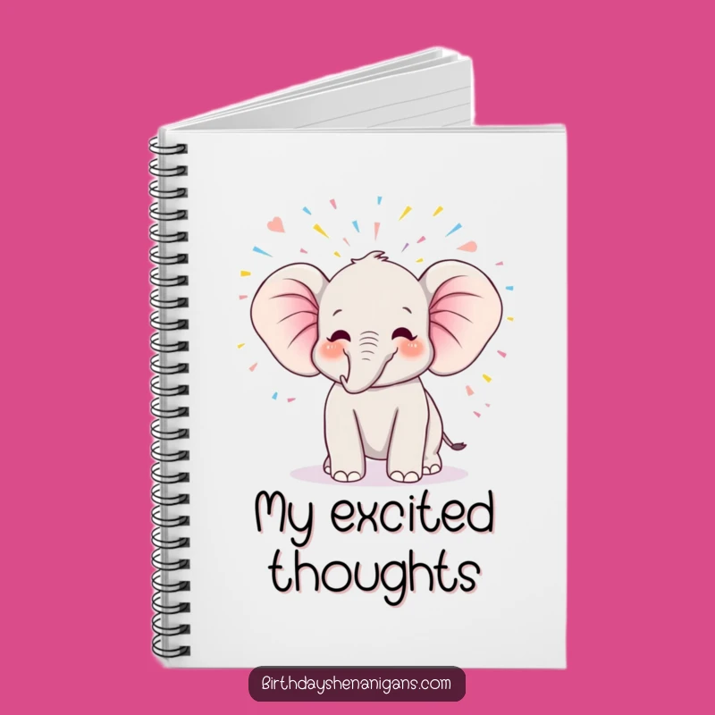 Funny Kawaii Elephant Notebook - Joyful Journaling with Streamers