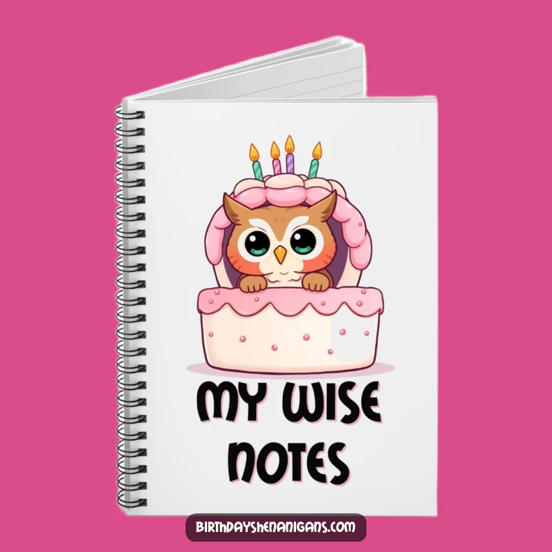 Funny Owl Birthday Cake Notebook - Curious Peek Journal Gift