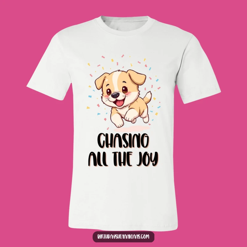 Funny Puppy Confetti T-Shirt - Hilarious Dog Chase Tee for Party Goers