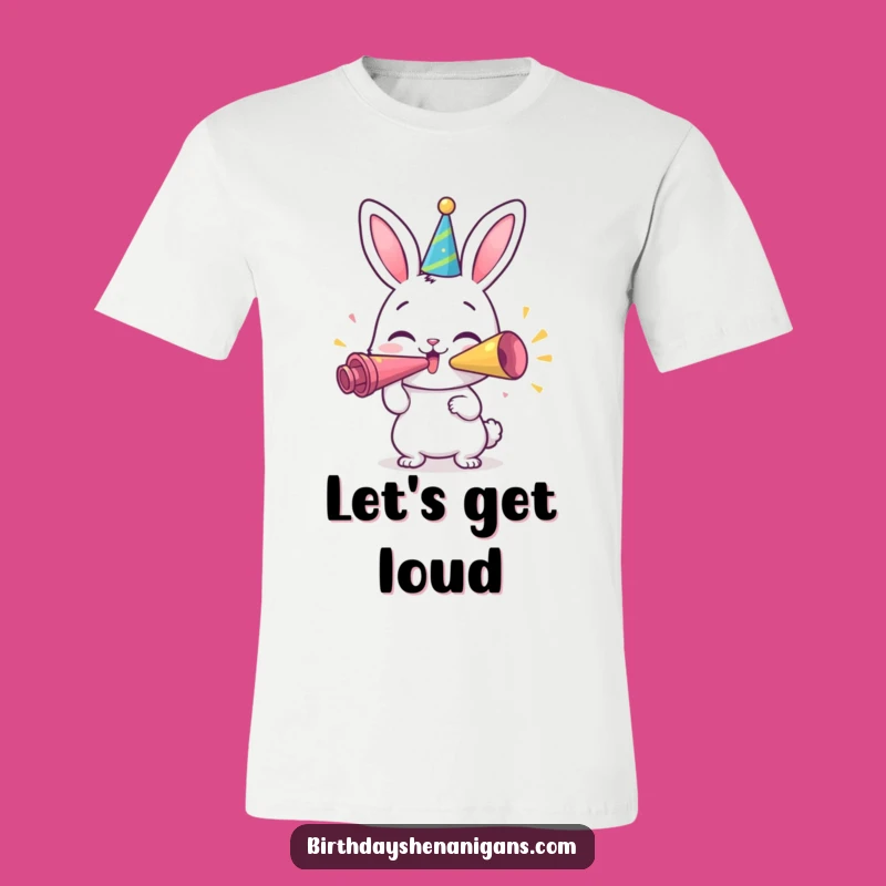 Funny Bunny Party Shirt: Happy Character Blows Horn - Great Gift!
