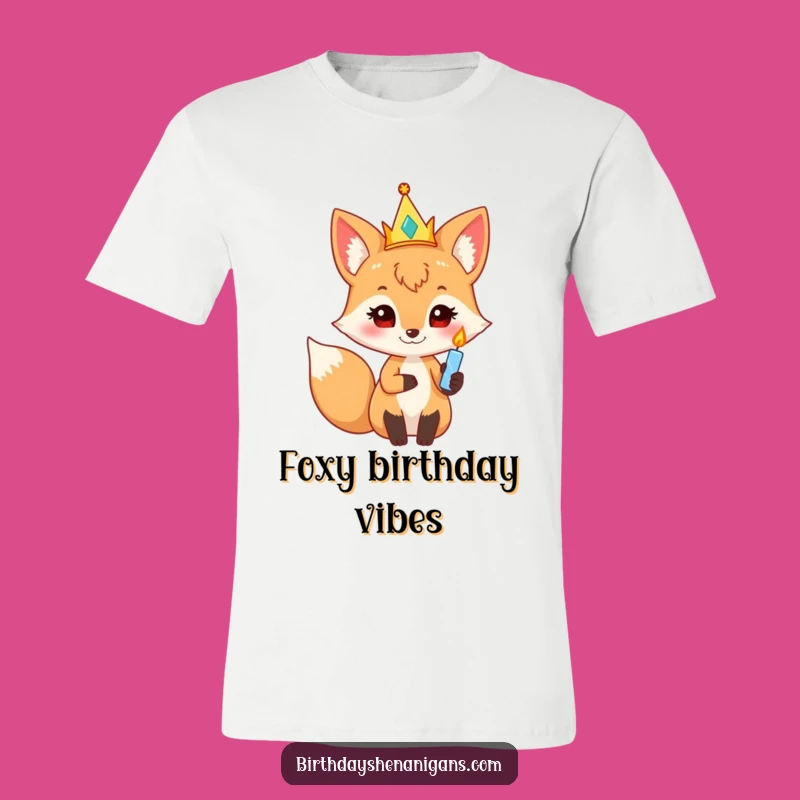 Funny Curious Fox Party Crown T-Shirt: Wear Your Birthday Wishes with This Hilarious Tee
