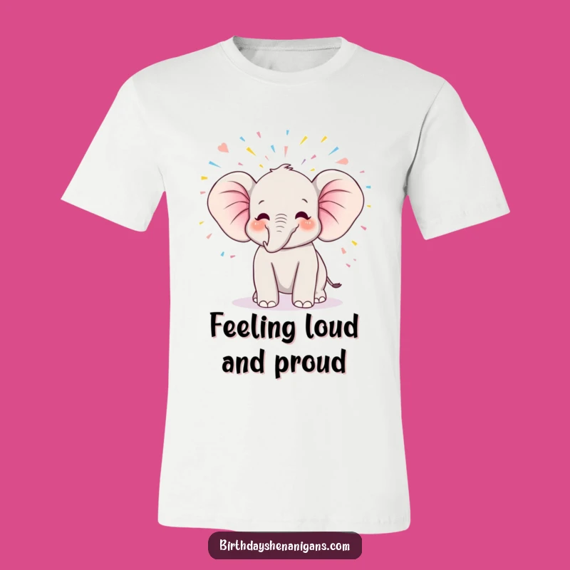 Funny Kawaii Elephant T-Shirt - Joyful Trumpeting Birthday Celebration Tee