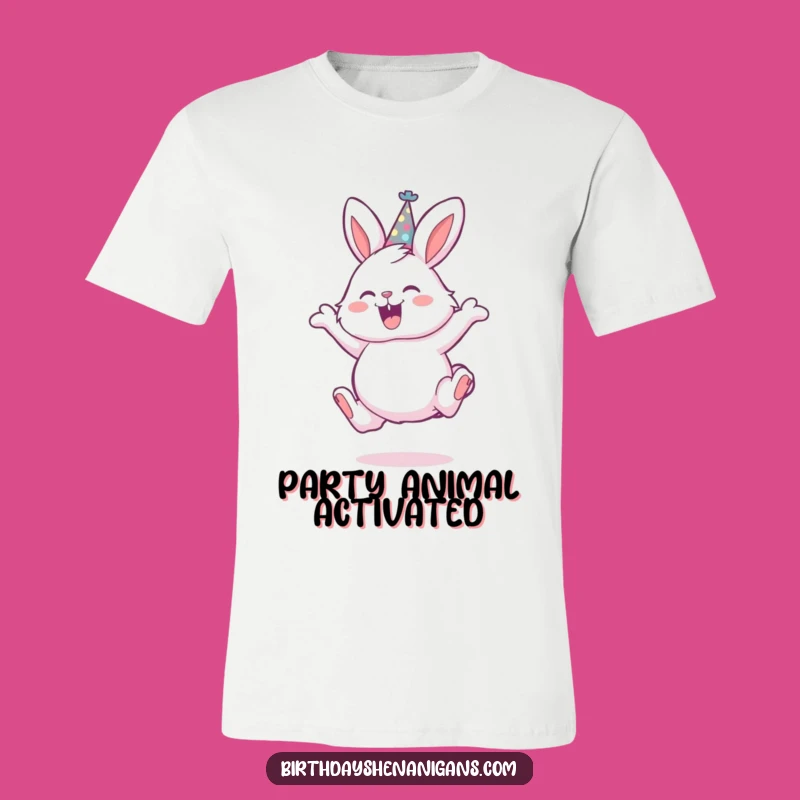 Funny Bunny Party Hat T-Shirt - Joyful Leaping Rabbit Tee Gift