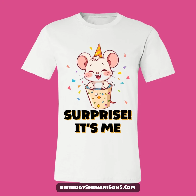 Funny Giggling Mouse Party Popper T-Shirt: Wear Your Joyful Celebration with This Hilarious Tee