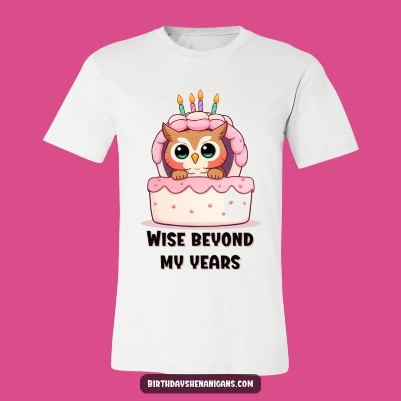 Funny Owl Birthday Cake T-Shirt - Curious Peek Surprise Tee Gift