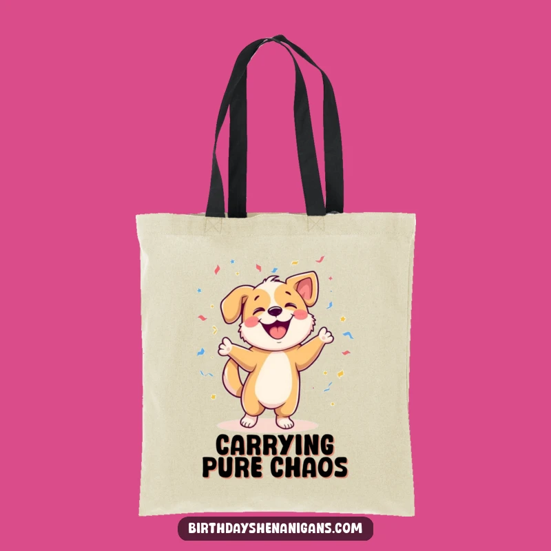 Funny Dog Dancing Tote Bag: Joyful Pup w/ Confetti, Practical & Hilarious Gift!