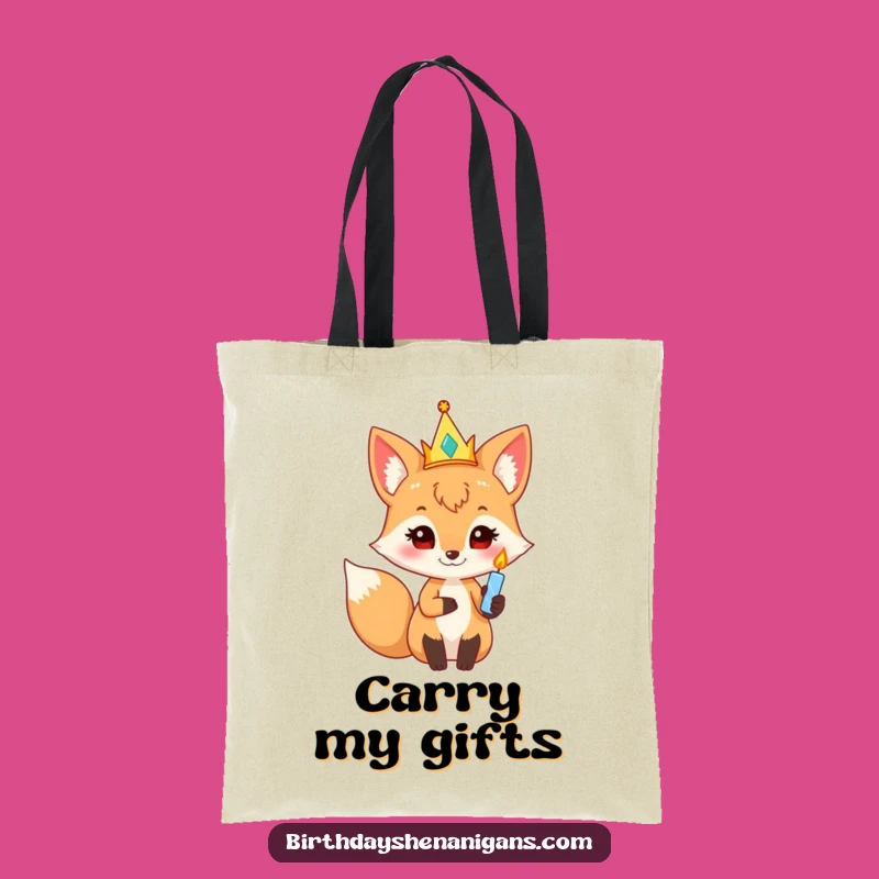 Funny Curious Fox Party Crown Tote Bag: Carry Your Celebrations with Hilarious Style