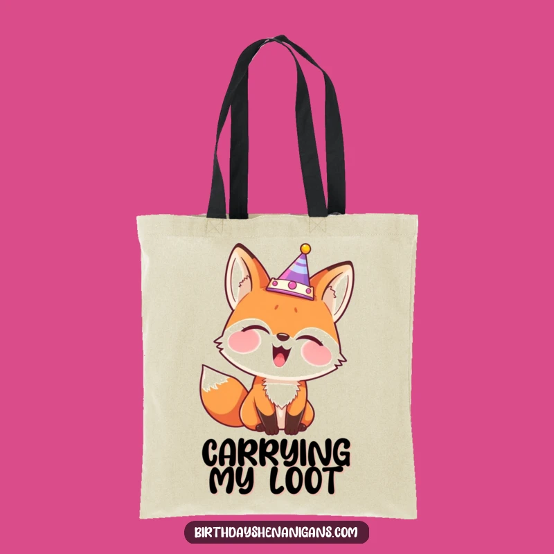 Funny Fox Party Crown Tote Bag - Giggling Comical Carry-All Gift