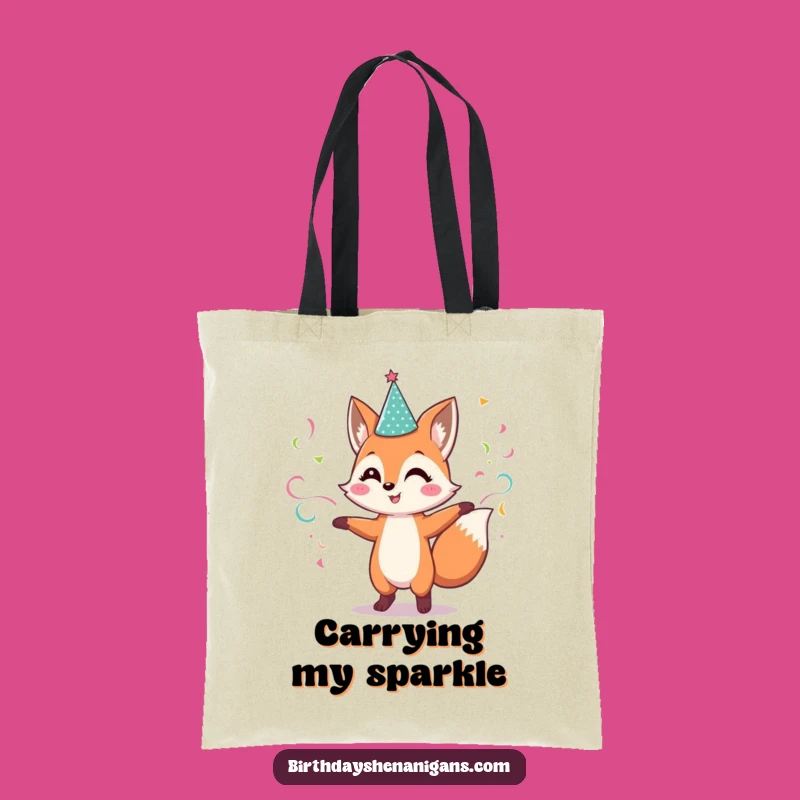 Funny Fox Tote Bag: Dancing Streamer Canvas Bag, Great Party Gift!