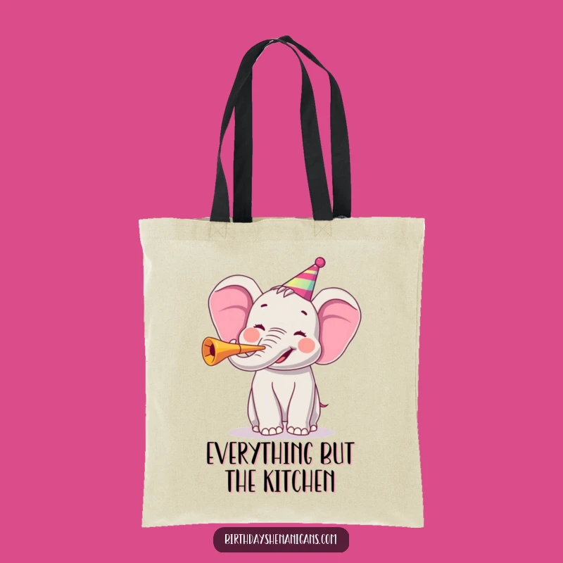 Funny Joyful Elephant Party Horn Tote Bag: Carry the Celebration with this Hilarious Pachyderm!