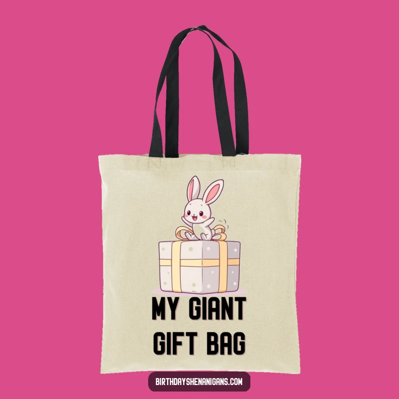 Funny Kawaii Bunny Present Bounce Tote Bag: Carry Your Celebration Everywhere