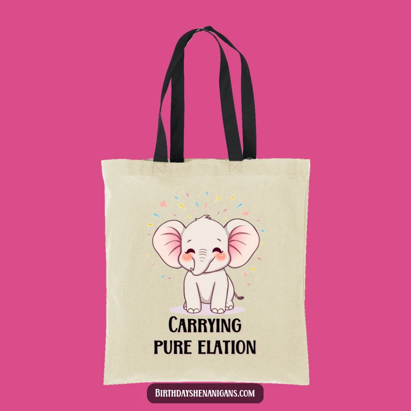 Funny Kawaii Elephant Tote Bag - Joyful Streamer Shower for Birthday Fun