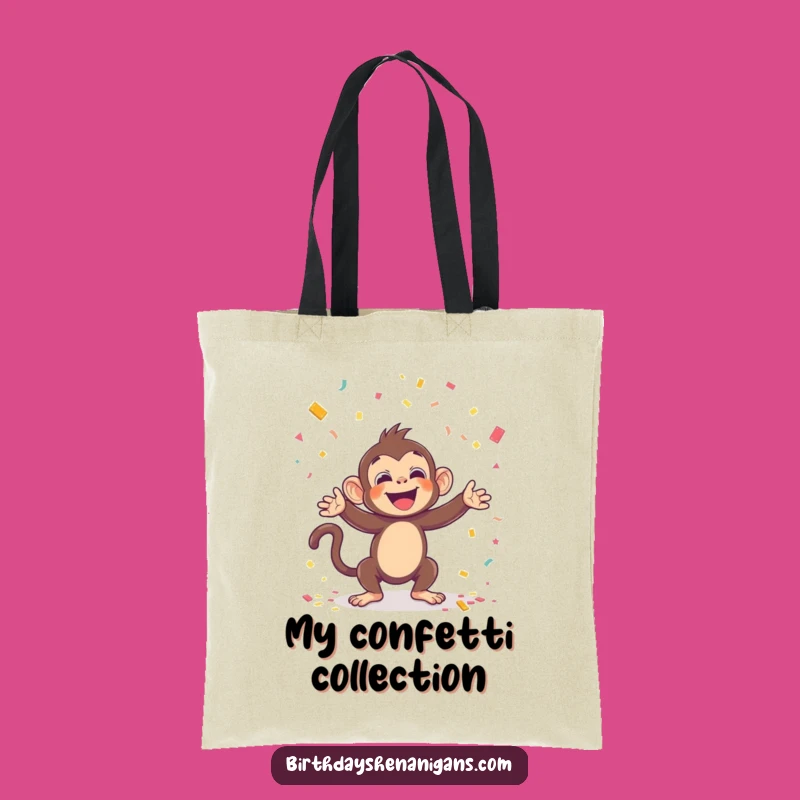 Funny Kawaii Monkey Confetti Tote Bag: Carry Your Party Essentials