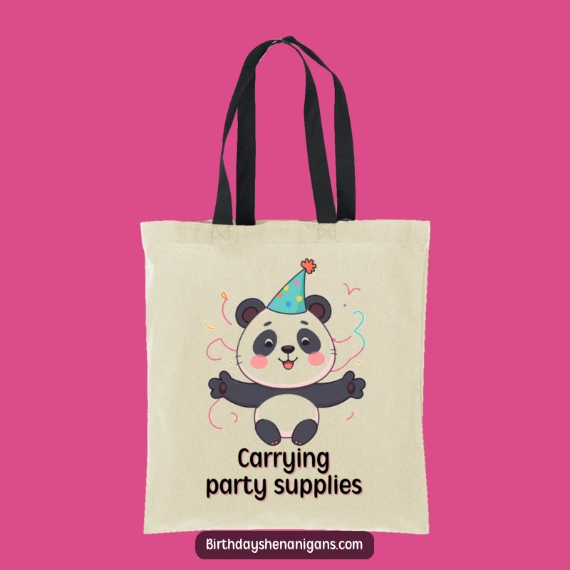 Funny Panda Party Tote Bag: Cute Character Celebrates Fun - Handy Gift!