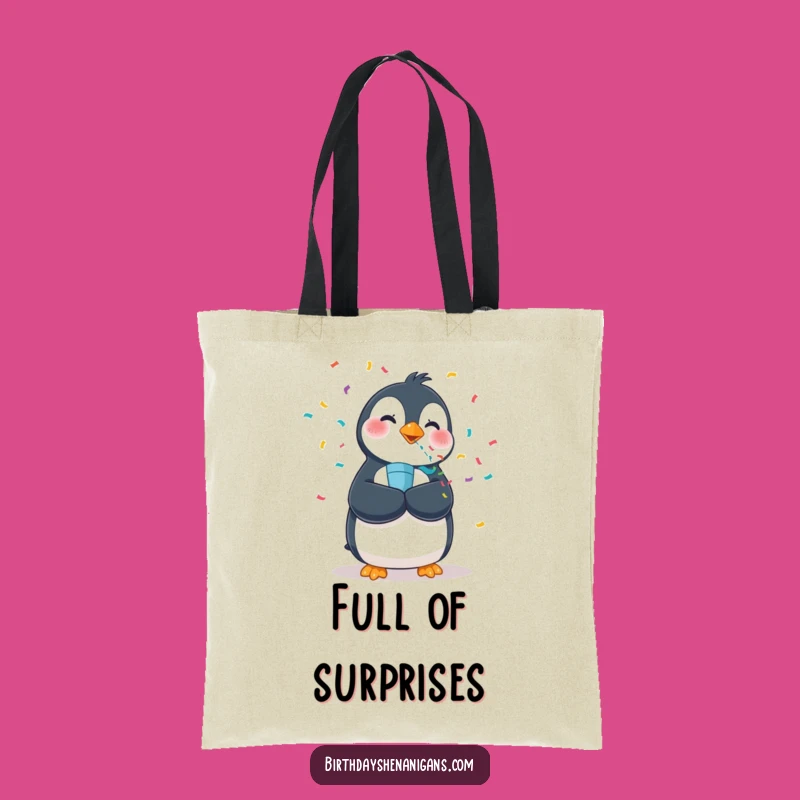 Funny Penguin Confetti Tote Bag - Wobbly Bird Carry-All Gift