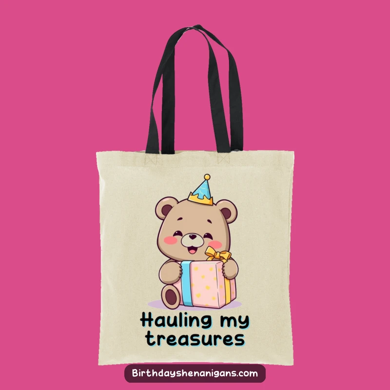 Funny Bear Birthday Crown Tote Bag: Spacious & Joyful Gift Carrier, Perfect Funny Gift!